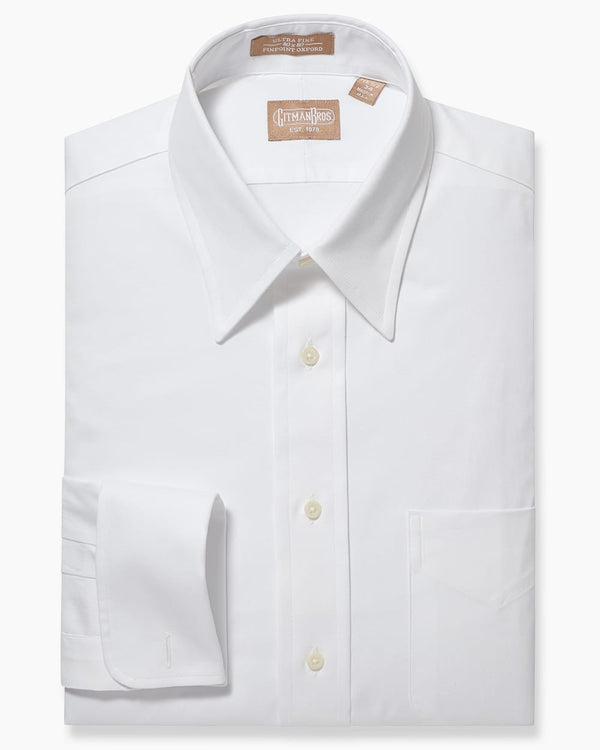 gitman bros Point Collar Pinpoint French Cuff White
