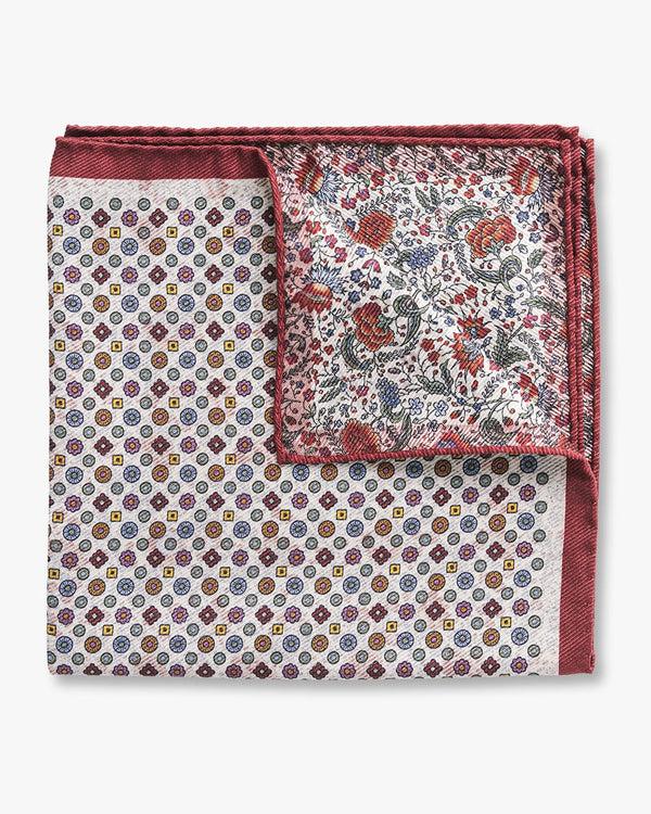 gitman bros Stone Medallion & Floral Double Sided Pocket Square