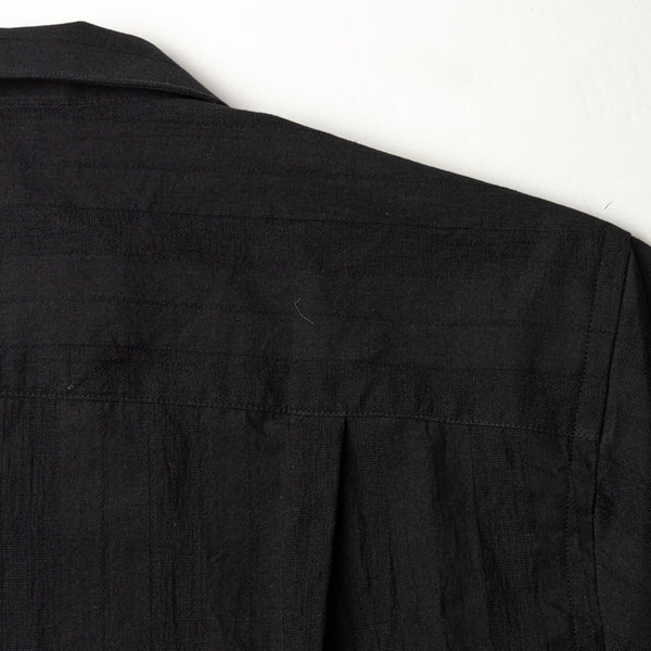 Gitman Bros. Vintage Black Cotton/Linen Dobby Stripe Camp Shirt