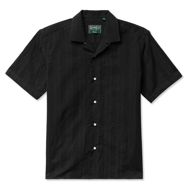 gitman bros. vintage Black Cotton/Linen Dobby Stripe Camp Shirt