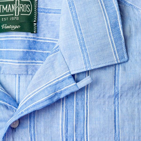 Gitman Bros. Vintage Blue Japanese Dobby Stripe Camp Shirt