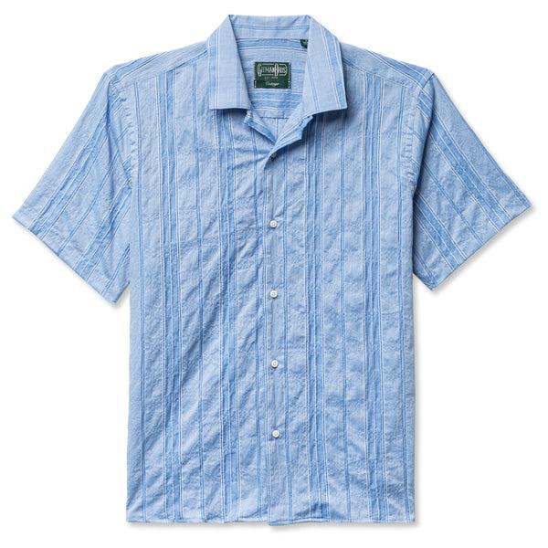 gitman bros. vintage Blue Japanese Dobby Stripe Camp Shirt