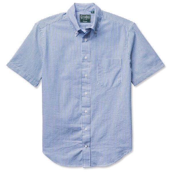 gitman bros. vintage Blue Stripe Seersucker Short Sleeve