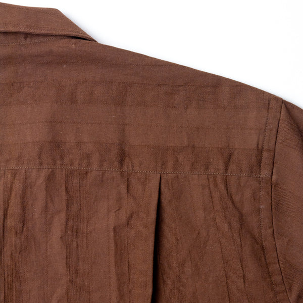 Gitman Bros. Vintage Brown Cotton/Linen Dobby Stripe Camp Shirt