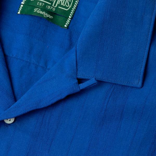 Gitman Bros. Vintage Cobalt Cotton/Linen Dobby Stripe Camp Shirt