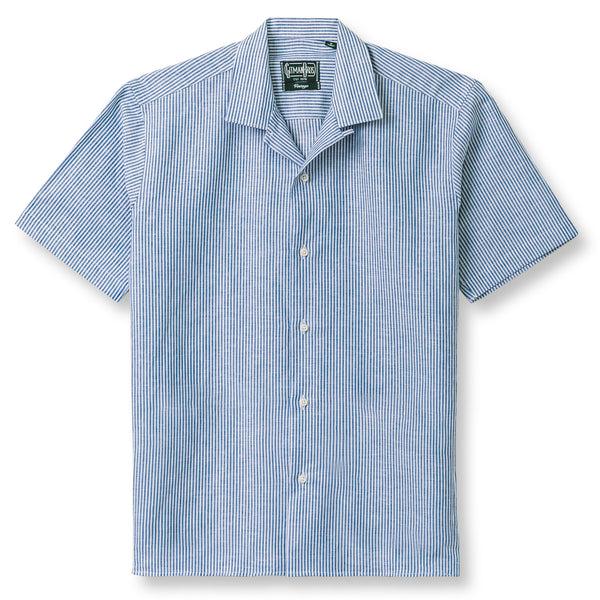 gitman bros. vintage Blue Stripe Linen Camp Shirt