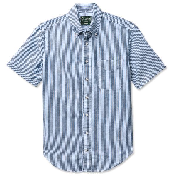 gitman bros. vintage Blue Stripe Linen Short Sleeve