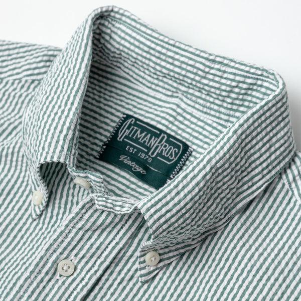 Gitman Bros. Vintage Green Organic Seersucker