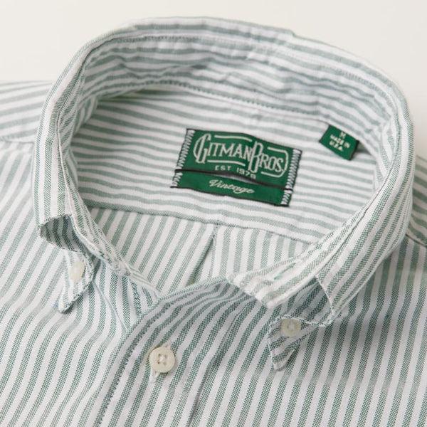Gitman Bros. Vintage Green Stripe Spring Oxford