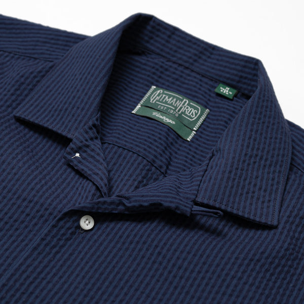 Gitman Bros. Vintage Indigo Seersucker Camp Shirt