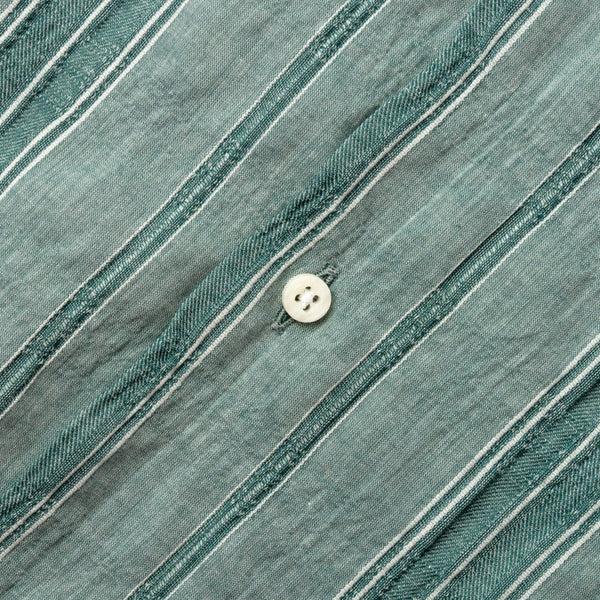 Gitman Bros. Vintage Green Japanese Dobby Stripe Camp Shirt