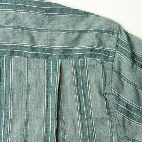 Gitman Bros. Vintage Green Japanese Dobby Stripe Camp Shirt