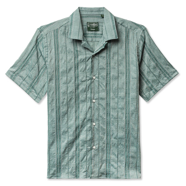 gitman bros. vintage Green Japanese Dobby Stripe Camp Shirt