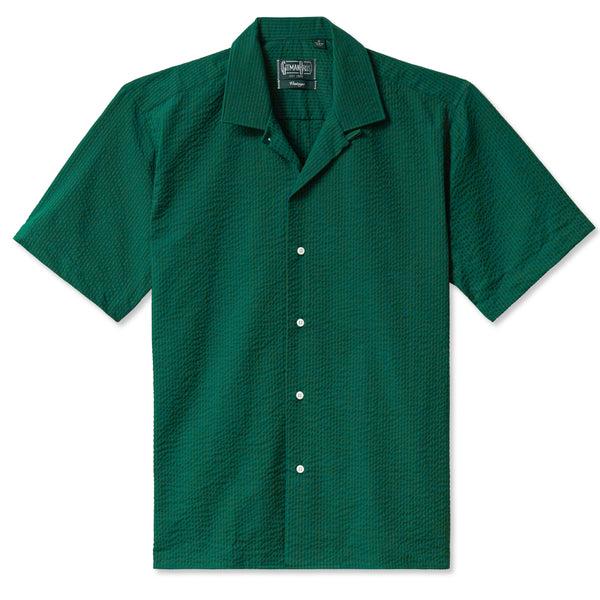 gitman bros. vintage Junebug Green Seersucker Camp Shirt