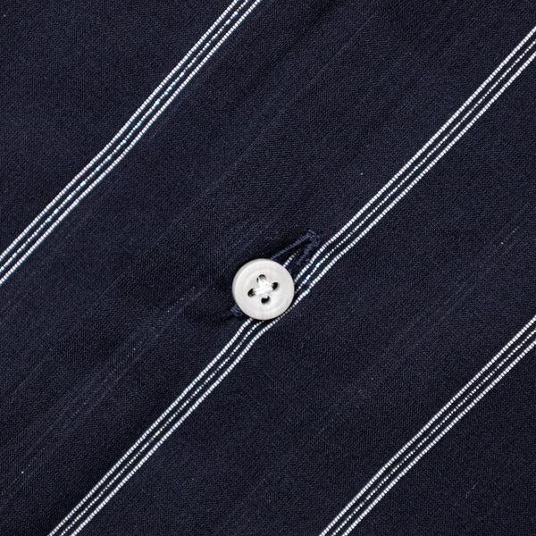 Gitman Bros. Vintage Navy Metallic Stripe Voile Camp Shirt