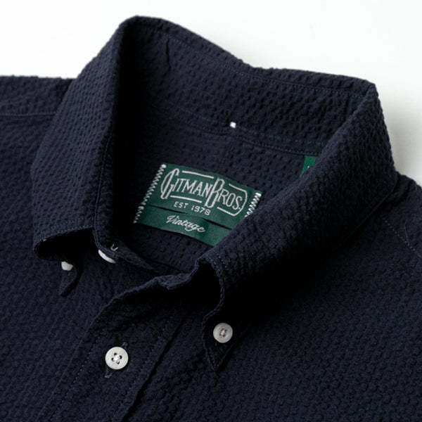 Gitman Bros. Vintage Navy Overdye Organic Seersucker