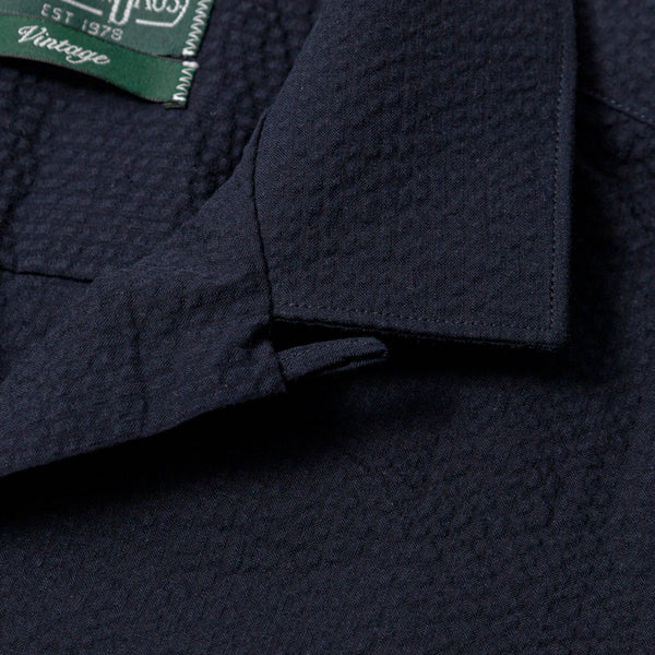 Gitman Bros. Vintage Navy Overdye Seersucker Camp Shirt