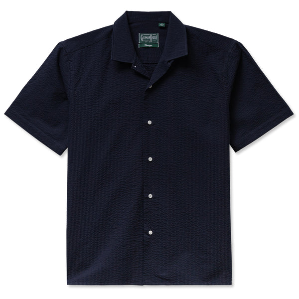 gitman bros. vintage Navy Overdye Seersucker Camp Shirt