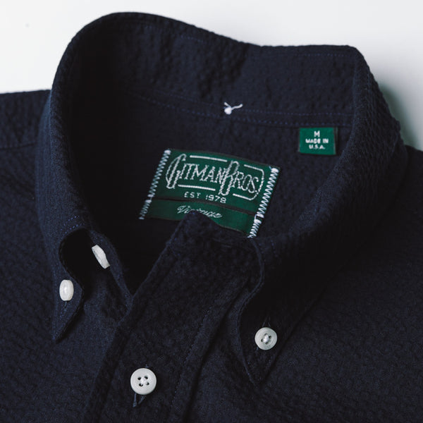 Gitman Bros. Vintage Navy Overdye Seersucker Short Sleeve