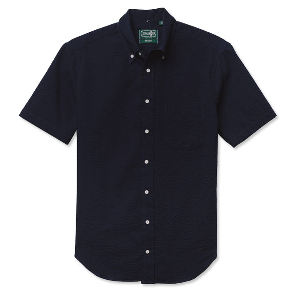 gitman bros. vintage Navy Overdye Seersucker Short Sleeve