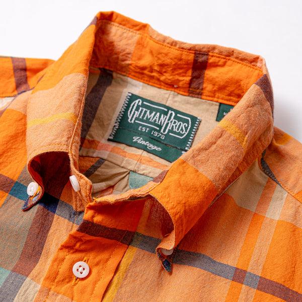 Gitman Bros. Vintage Orange Archive Indian Madras Short Sleeve