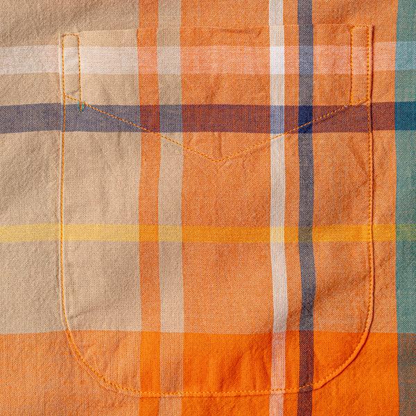 Gitman Bros. Vintage Orange Archive Indian Madras Short Sleeve