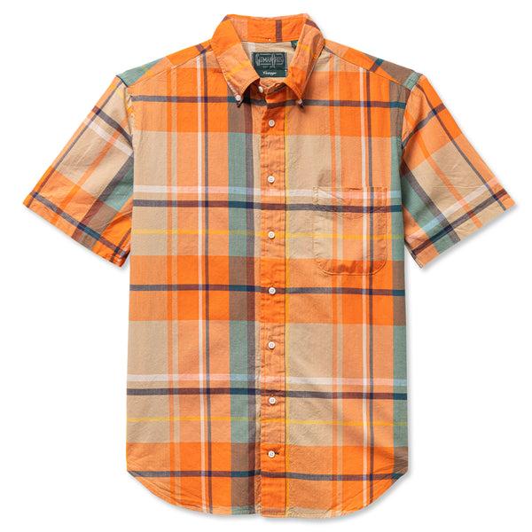 gitman bros. vintage Orange Archive Indian Madras Short Sleeve