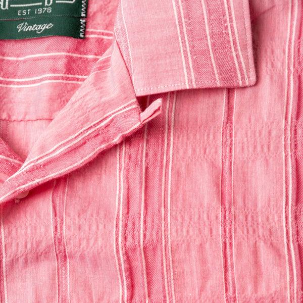 Gitman Bros. Vintage Pink Japanese Dobby Stripe Camp Shirt