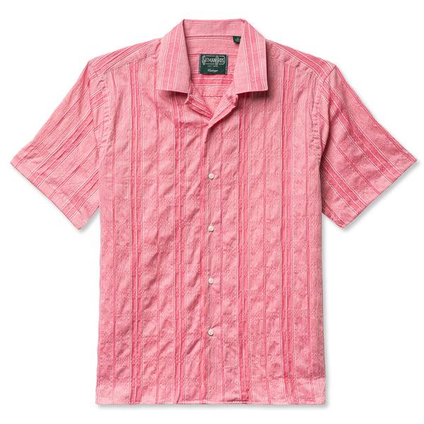 gitman bros. vintage Pink Japanese Dobby Stripe Camp Shirt