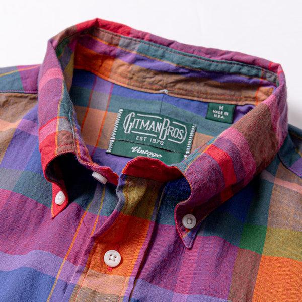 Gitman Bros. Vintage Purple Archive Indian Madras Short Sleeve