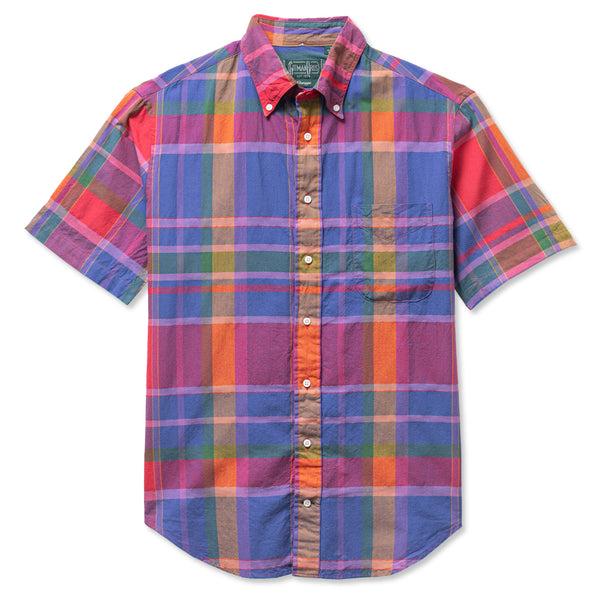 gitman bros. vintage Purple Archive Indian Madras Short Sleeve