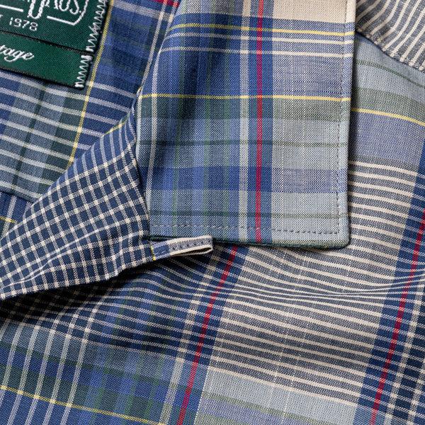 Gitman Bros. Vintage Tan/Blue Archive Madras Camp Shirt