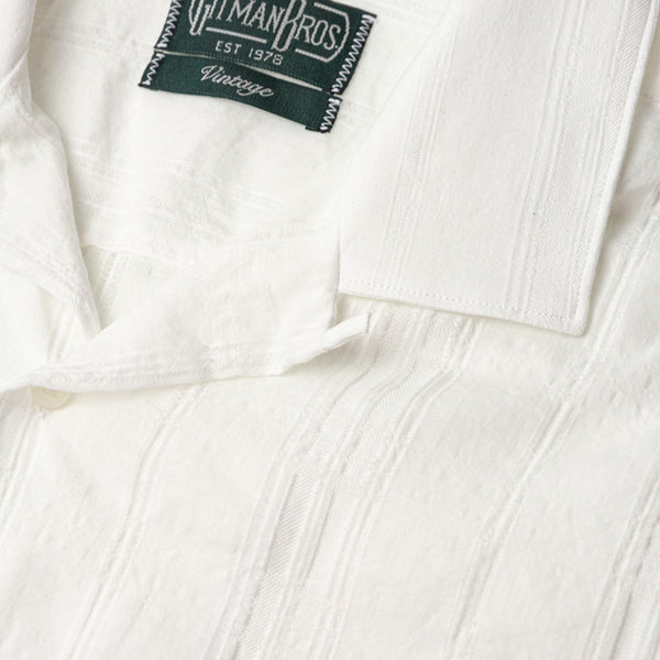 Gitman Bros. Vintage White Cotton/Linen Dobby Stripe Camp Shirt