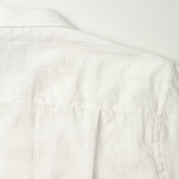 Gitman Bros. Vintage White Cotton/Linen Dobby Stripe Camp Shirt