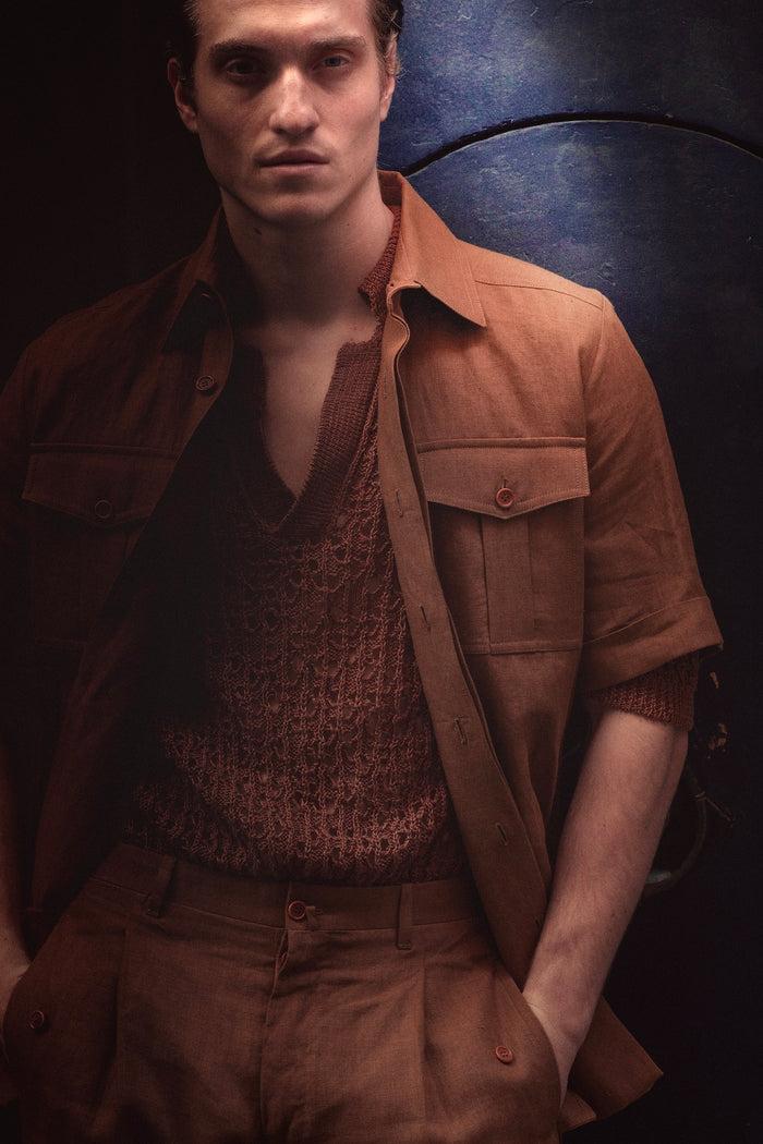 Giuliva Heritage Collection Alain Sweater In Open Linen Knit