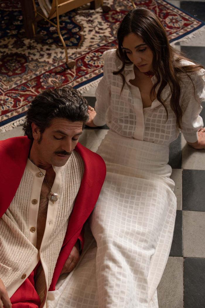 Giuliva Heritage Collection Alba Shirt In Textured Wool Cotton