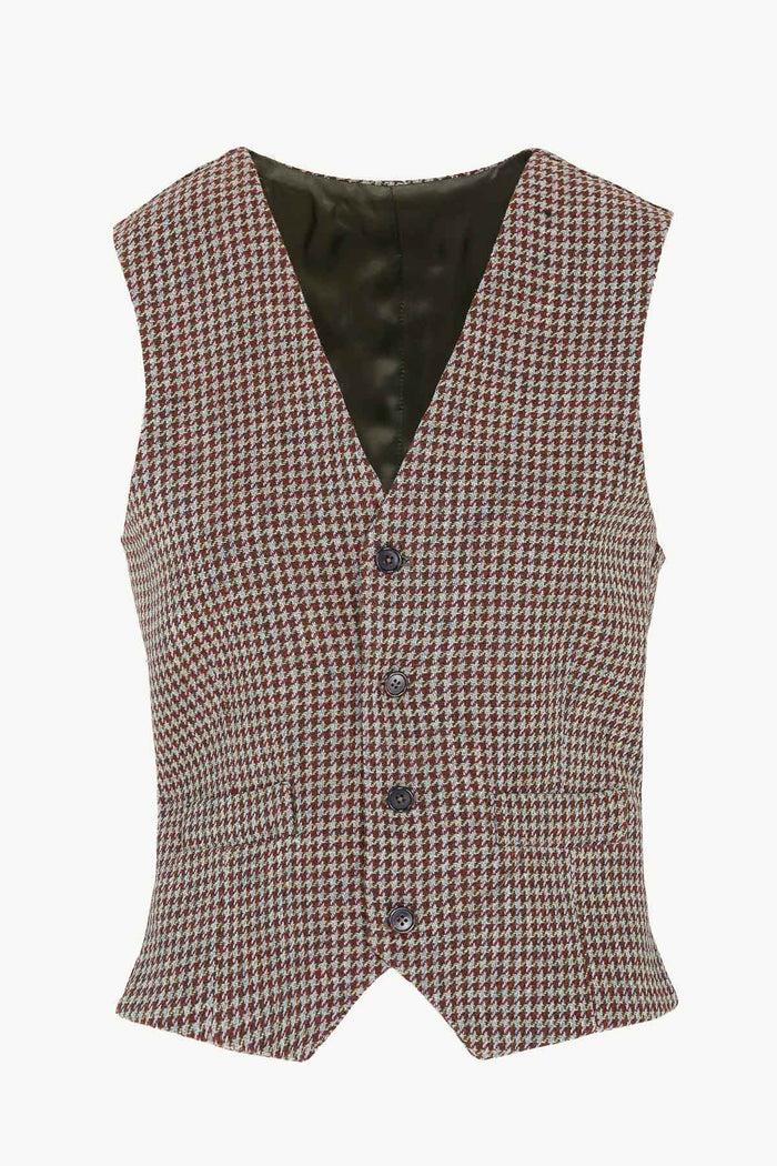 Giuliva Heritage Collection Andrea Vest In Wool Houndstooth