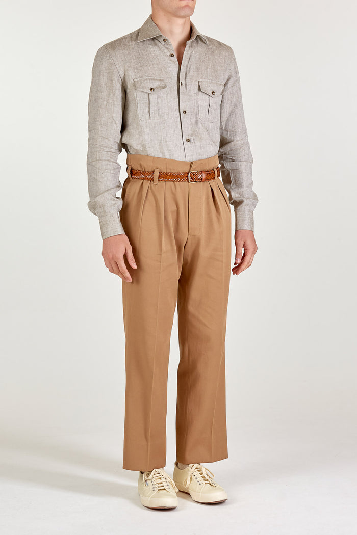 Giuliva Heritage Collection Antonio Shirt In Linen Herringbone