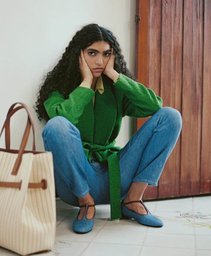 Giuliva Heritage Collection Baby Flat In Denim And Suede