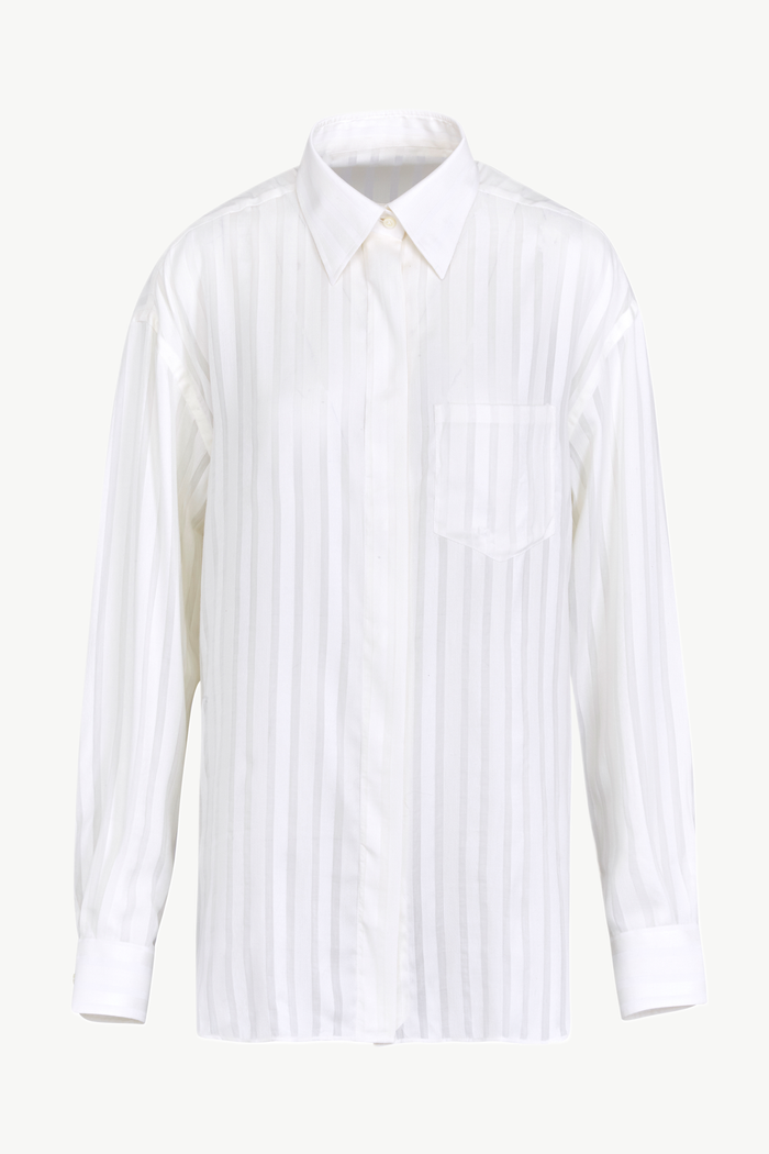 giuliva heritage collection Carmen Shirt in Cotton Silk and Wool Stripes