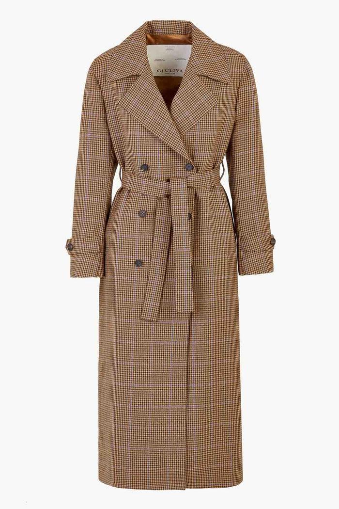 giuliva heritage collection Christie Trench Coat in Wool Gun Club check