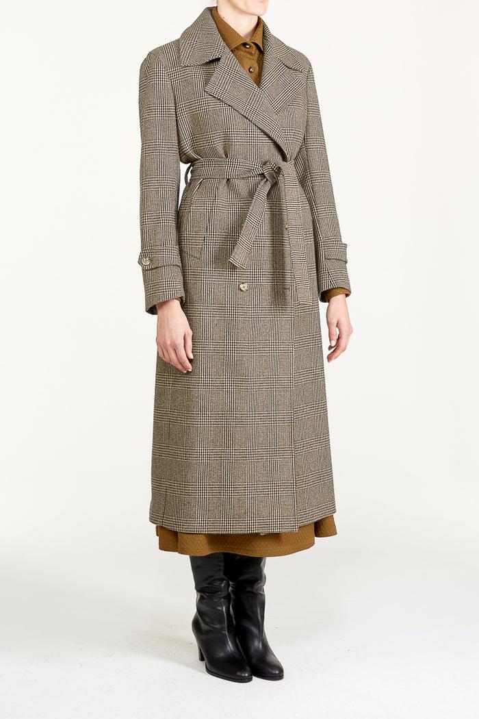 Giuliva Heritage Collection Christie Trench Coat In Wool Prince Of Wales