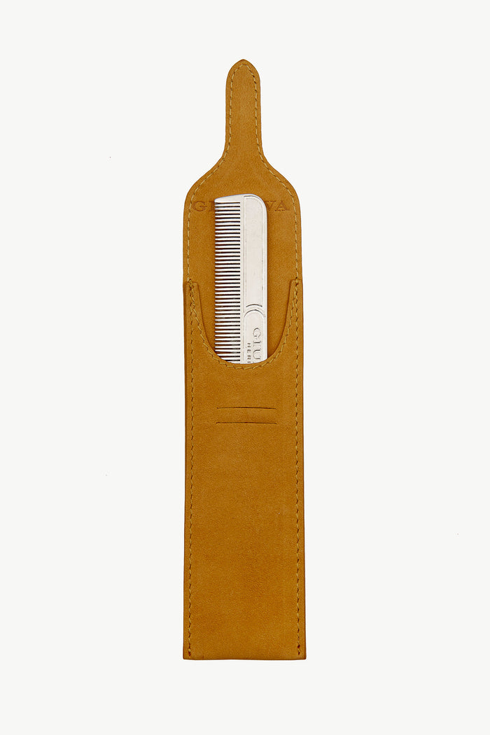Giuliva Heritage Collection Comb In Brass With Suede Case