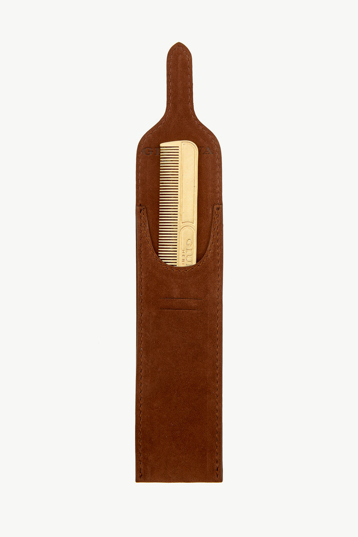 Giuliva Heritage Collection Comb In Brass With Suede Case