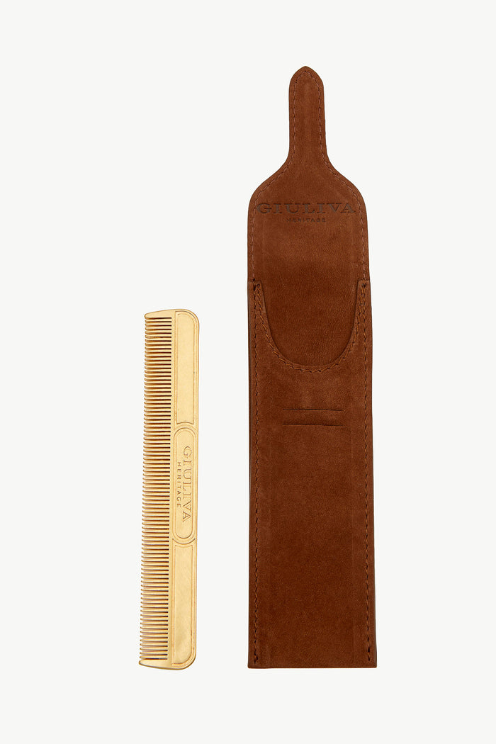 giuliva heritage collection Comb in Brass with Suede Case