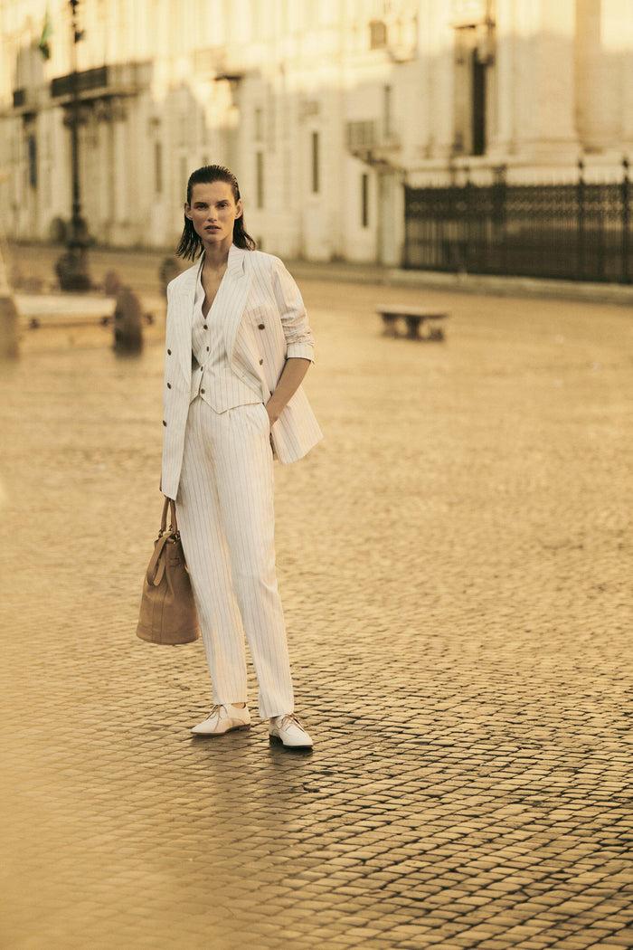 Giuliva Heritage Collection Cornelia Blazer In Cotton Stripes