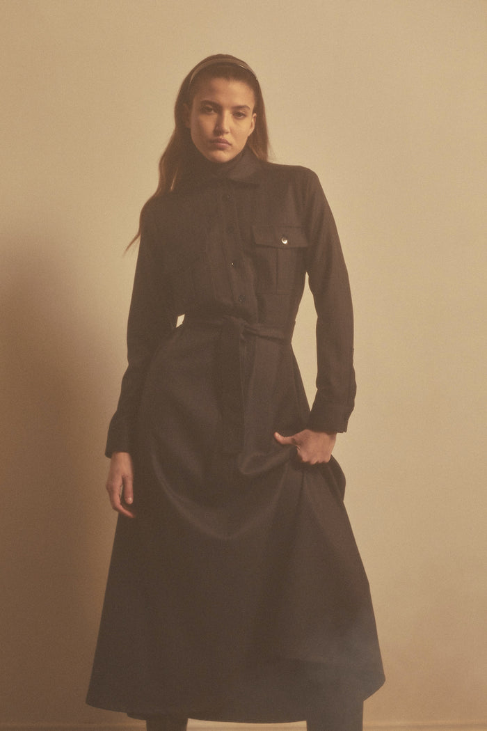 Giuliva Heritage Collection Dora Dress In Wool Pinstripe