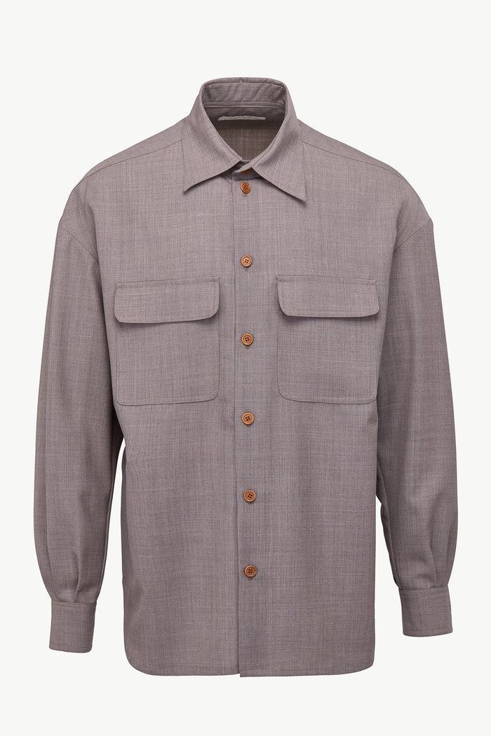 giuliva heritage collection Ennio Shirt in Merino Wool Grisaille