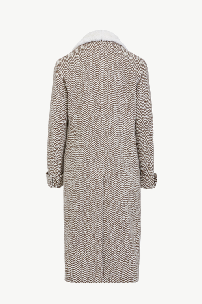 Giuliva Heritage Collection Gerolamo Coat In Grand Herringbone And Shearling