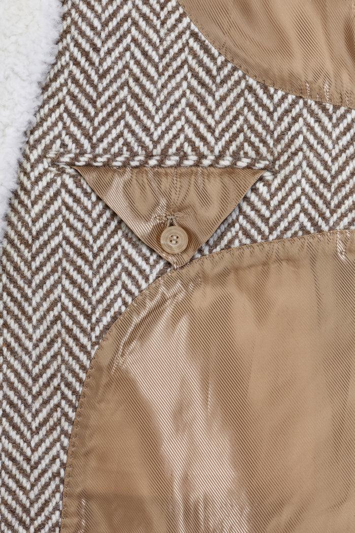 Giuliva Heritage Collection Gerolamo Coat In Grand Herringbone And Shearling